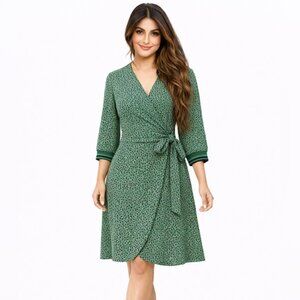 Foley’s Green and Navy Wrap Dress